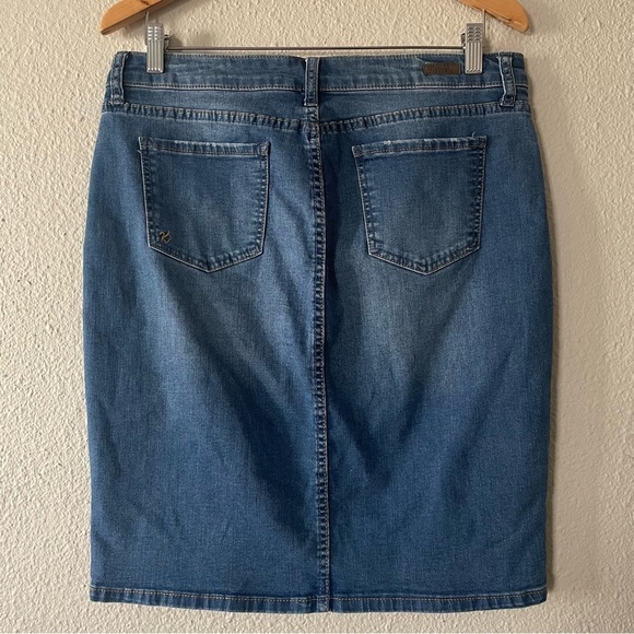 Kut from the Kloth Rosie Pencil Skirt Women’s 10 Blue Medium Wash Denim Slit - Picture 10 of 16